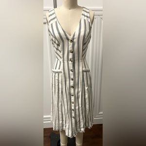 ANTHROPOLOGY- MAEVE ivory linen button up dress - size 10